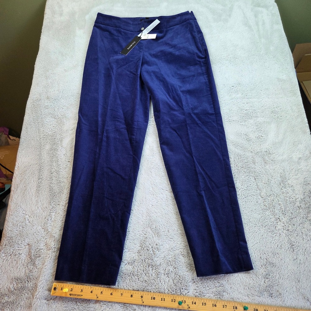 Talbots Velour Ankle Pants Womens 6P Curvy Fit Side Zip Straight Leg Navy Blue